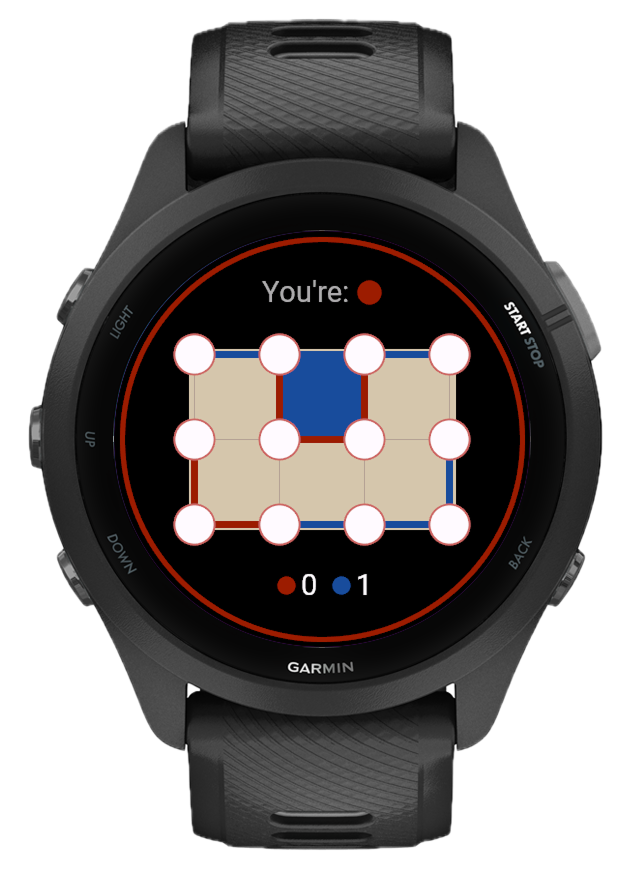 Dots and Boxes on Garmin watch