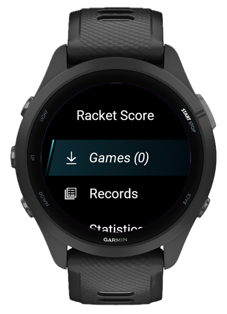 Racket Score main menu