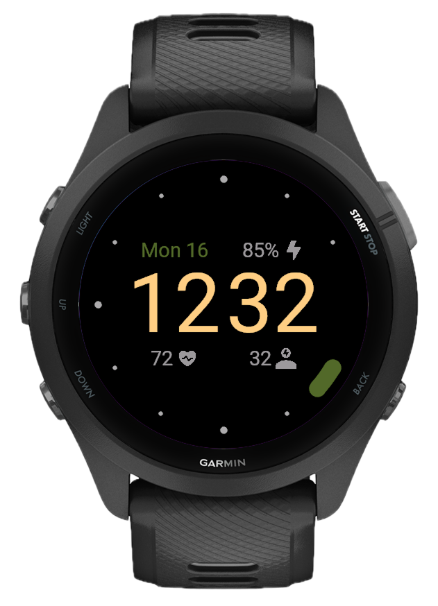 Raindrop watch face with customized data fields
