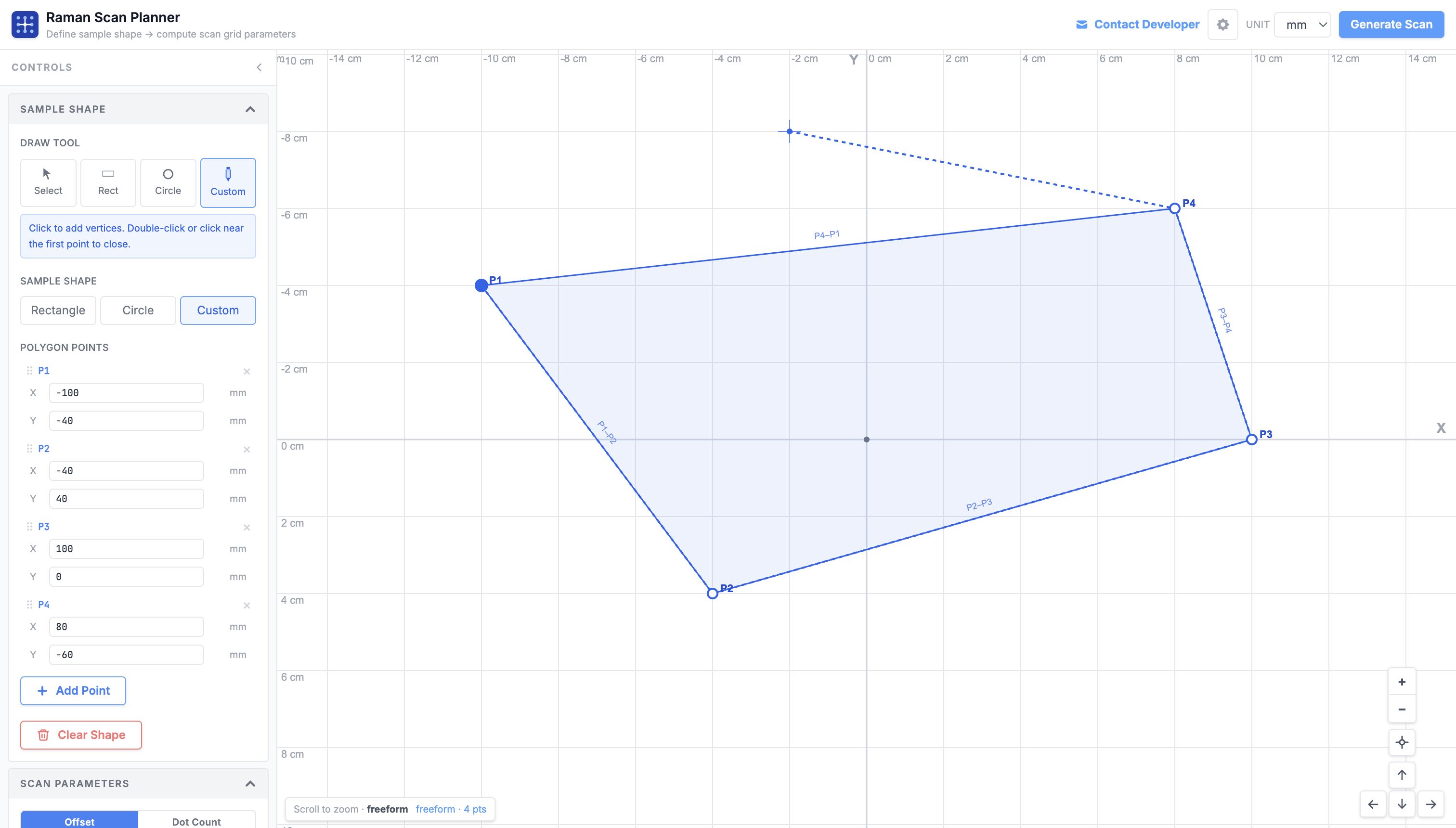 Drawing a custom sample shape