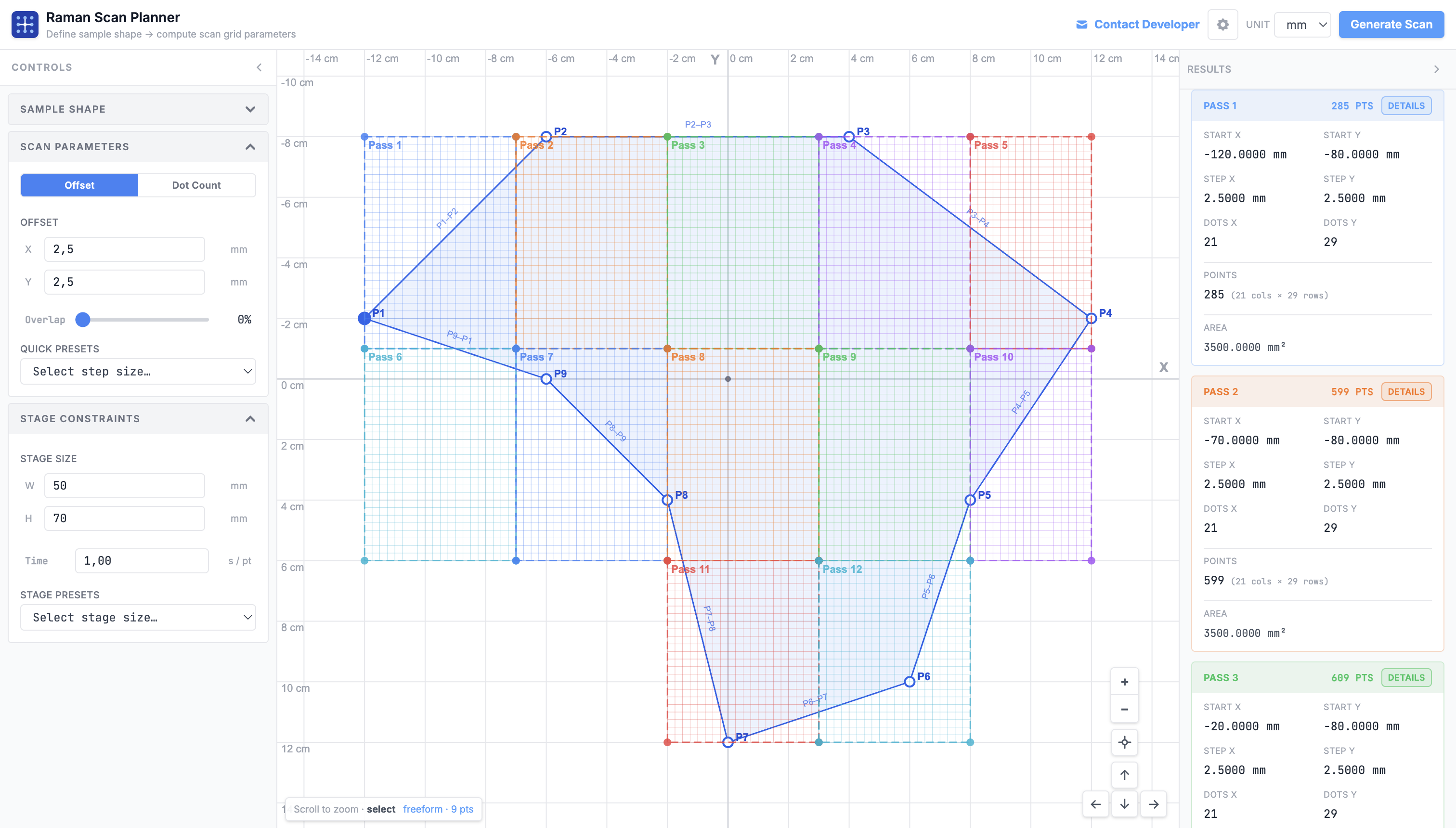 Automatic multi-pass scan plan
