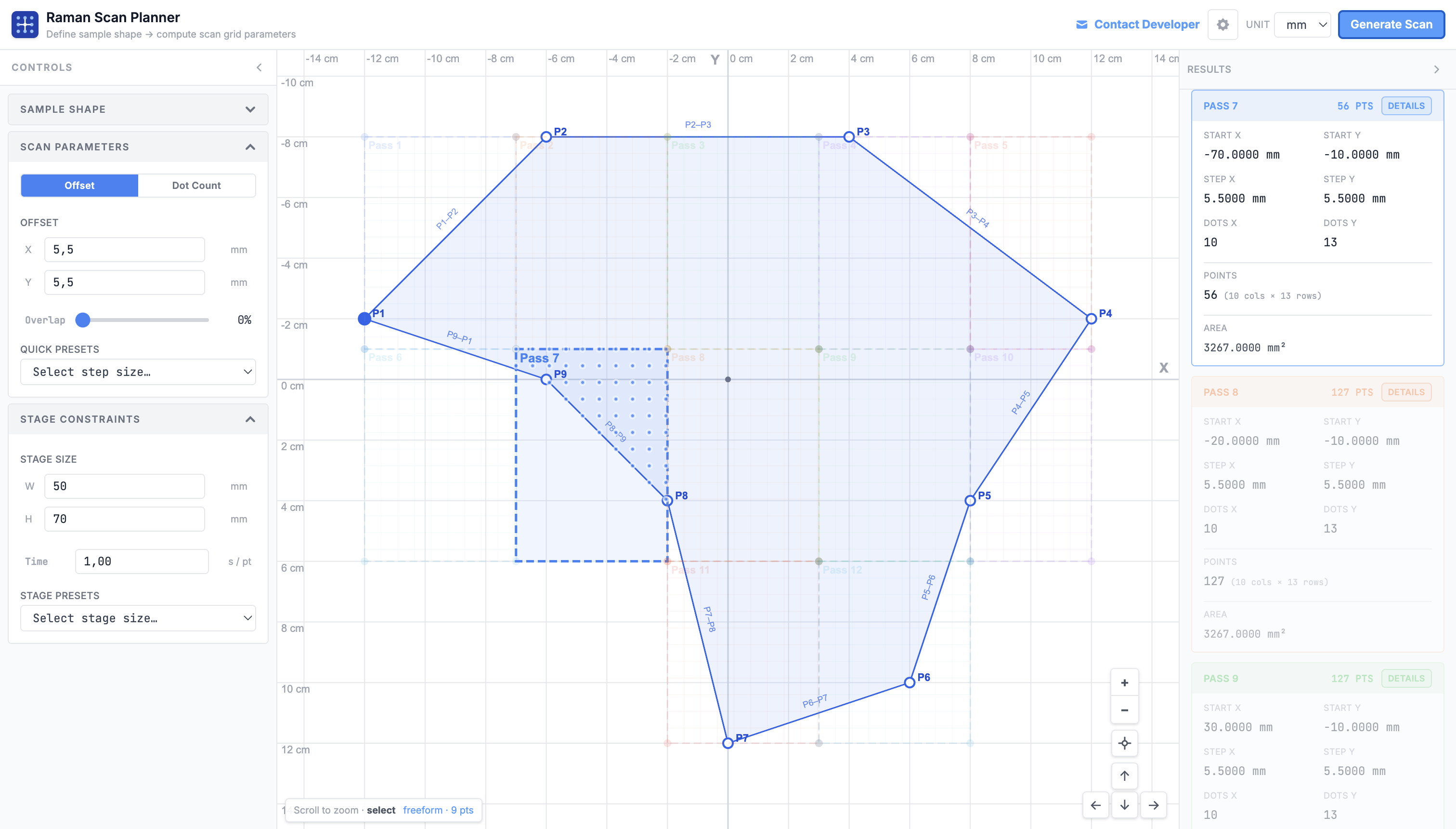 Raman Sample Analyzer interface