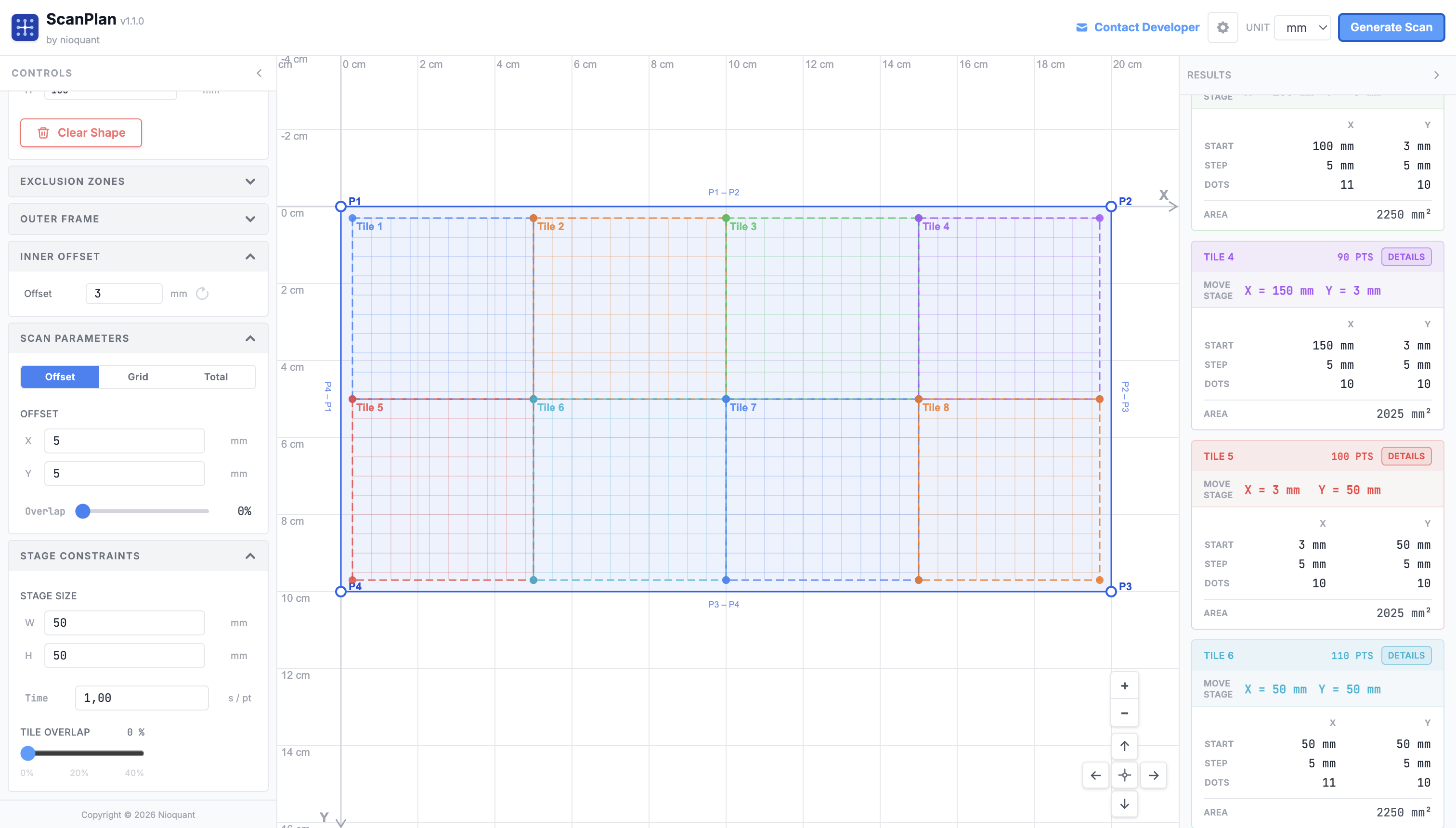 Rectangle tiled with outer frame and inner offset