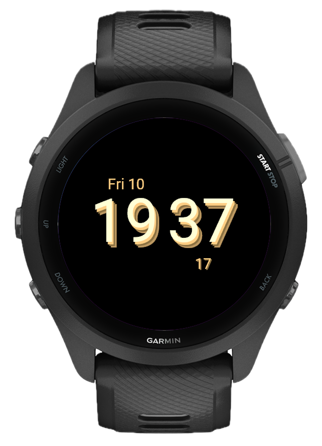 Simple 3D Time watch face on Garmin watch